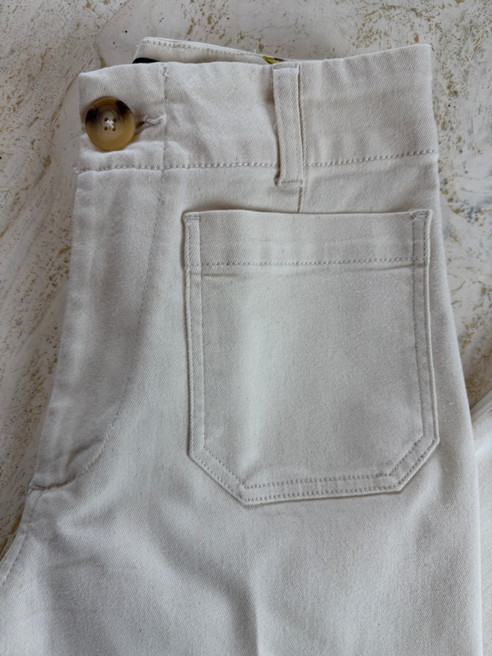 Maeve Anthropologie Colette Denim Cropped Wide Leg Jeans Daisy Hem Cream 27P - Picture 4 of 13